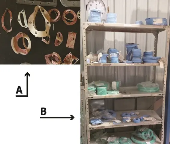 Gasket Storage by Peg Board (A) vs Flat (B)